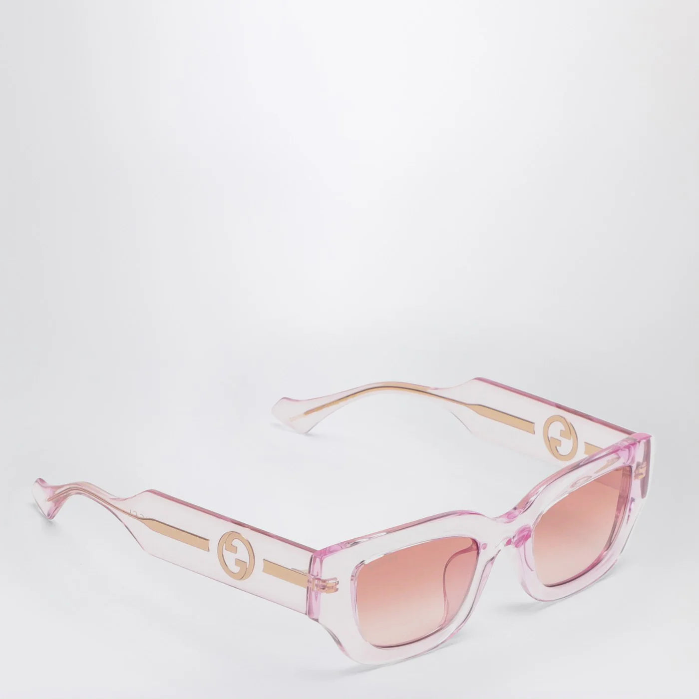 GUCCI Rectangular pink/transparent sunglasses
