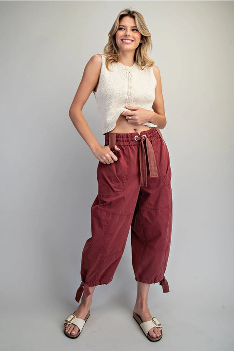 Mineral Washed Tied Cuffed Jogger Pants