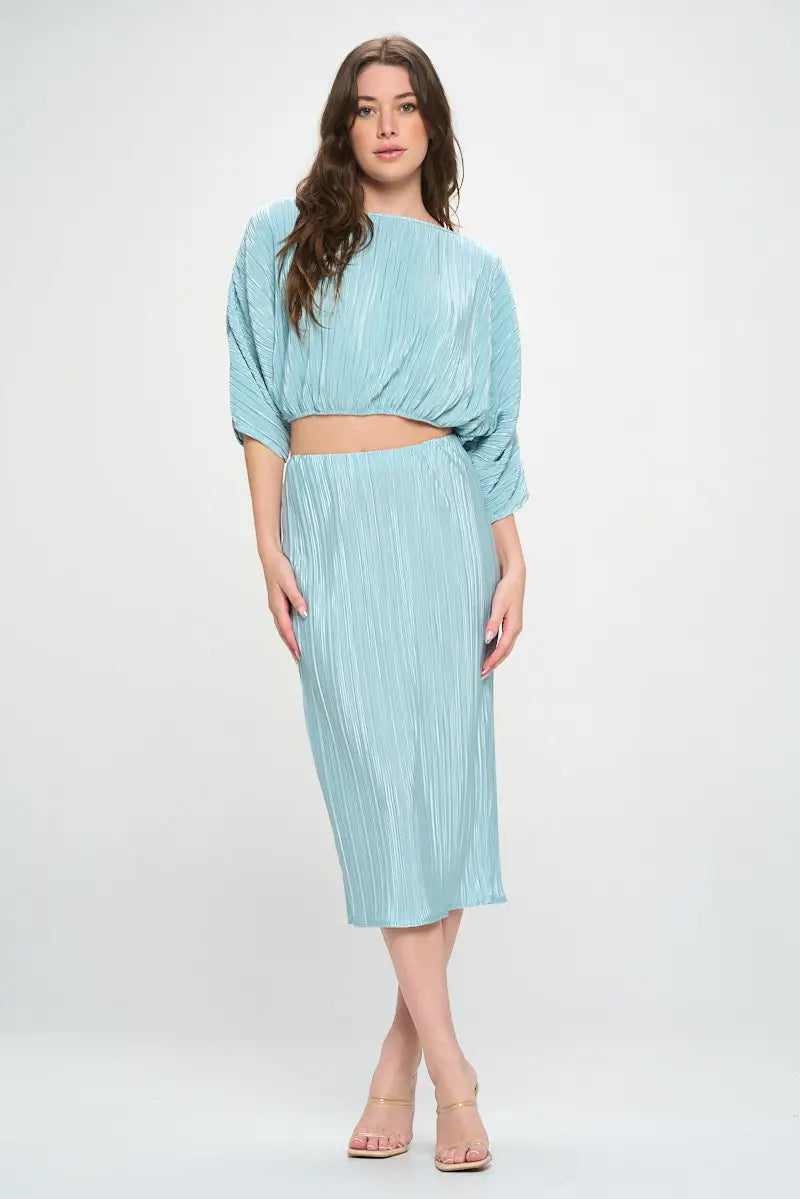 Vibrant Plisse Scoop Neck Crop Top-Renee C.-S-Urbanheer