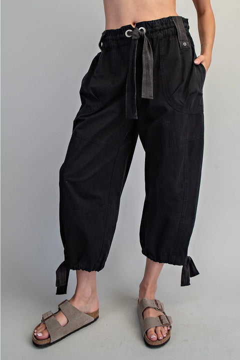 Mineral Washed Tied Cuffed Jogger Pants