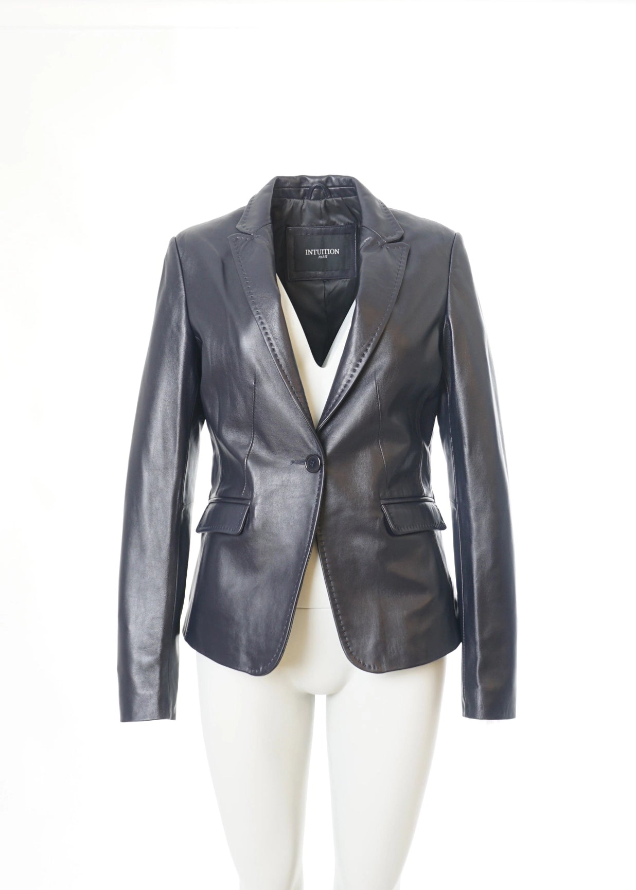 Blazelle Lambskin Jacket-Intuition Paris-Navy-36-Urbanheer