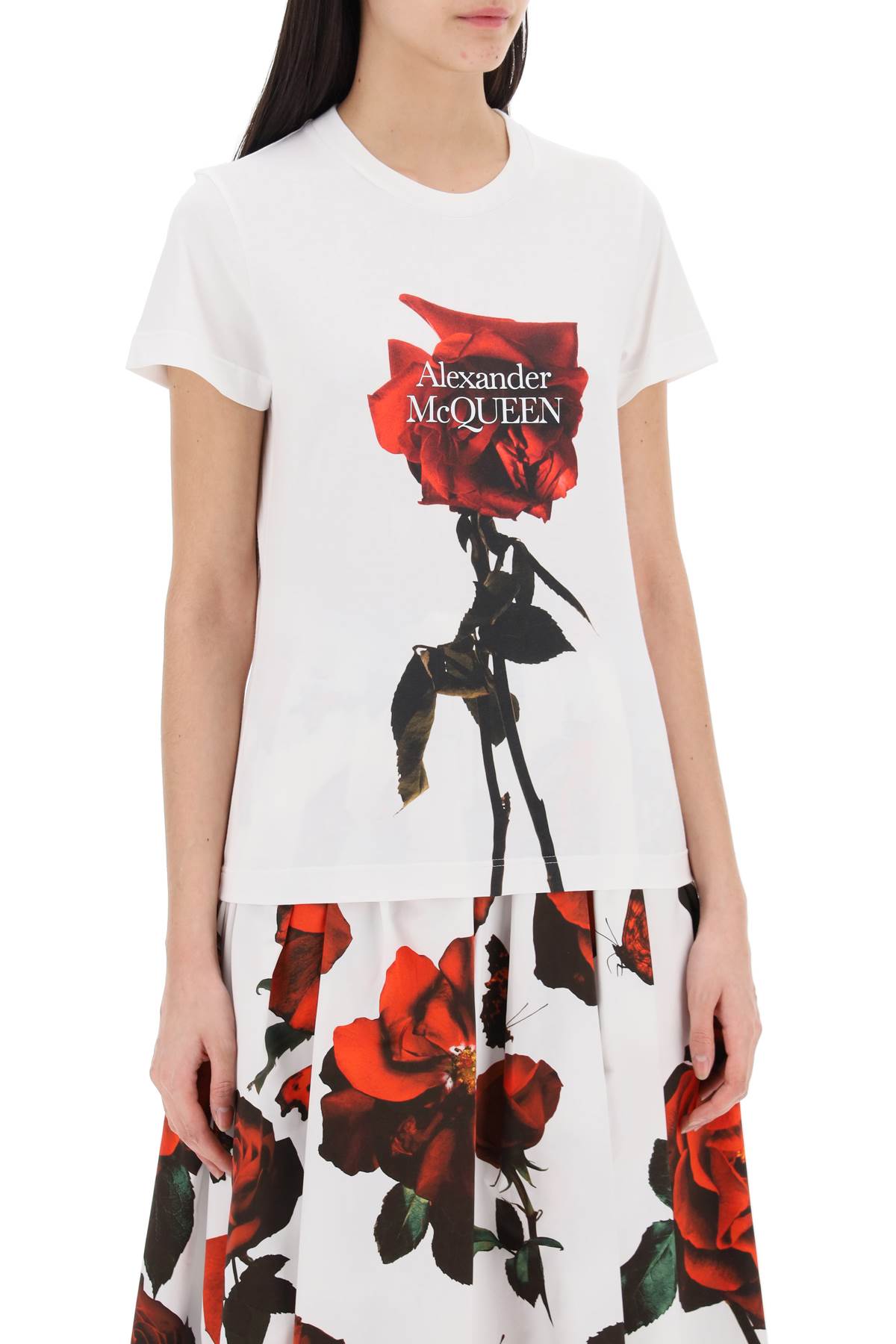 Alexander mcqueen shadow rose t-shirt-T-Shirt-Alexander McQueen-White-38-Urbanheer