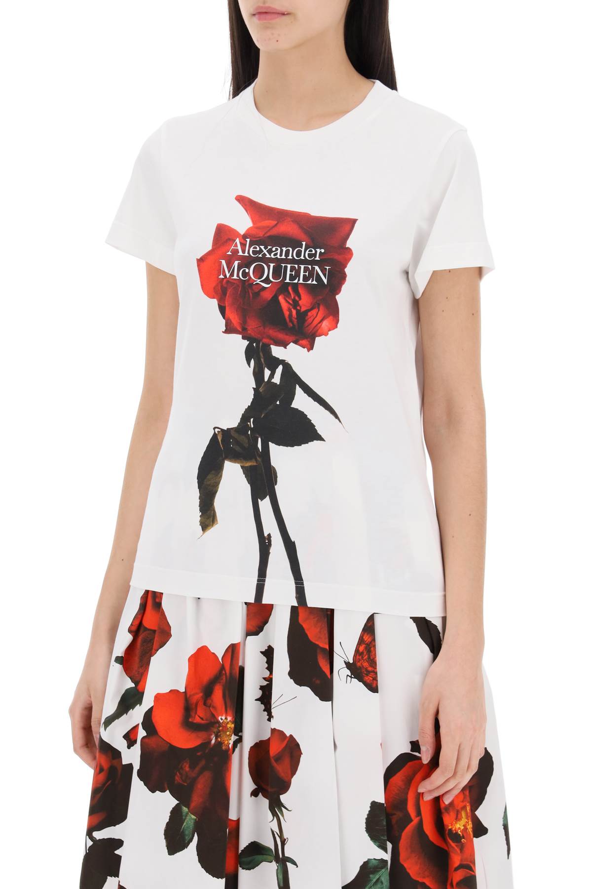 Alexander mcqueen shadow rose t-shirt-T-Shirt-Alexander McQueen-White-38-Urbanheer