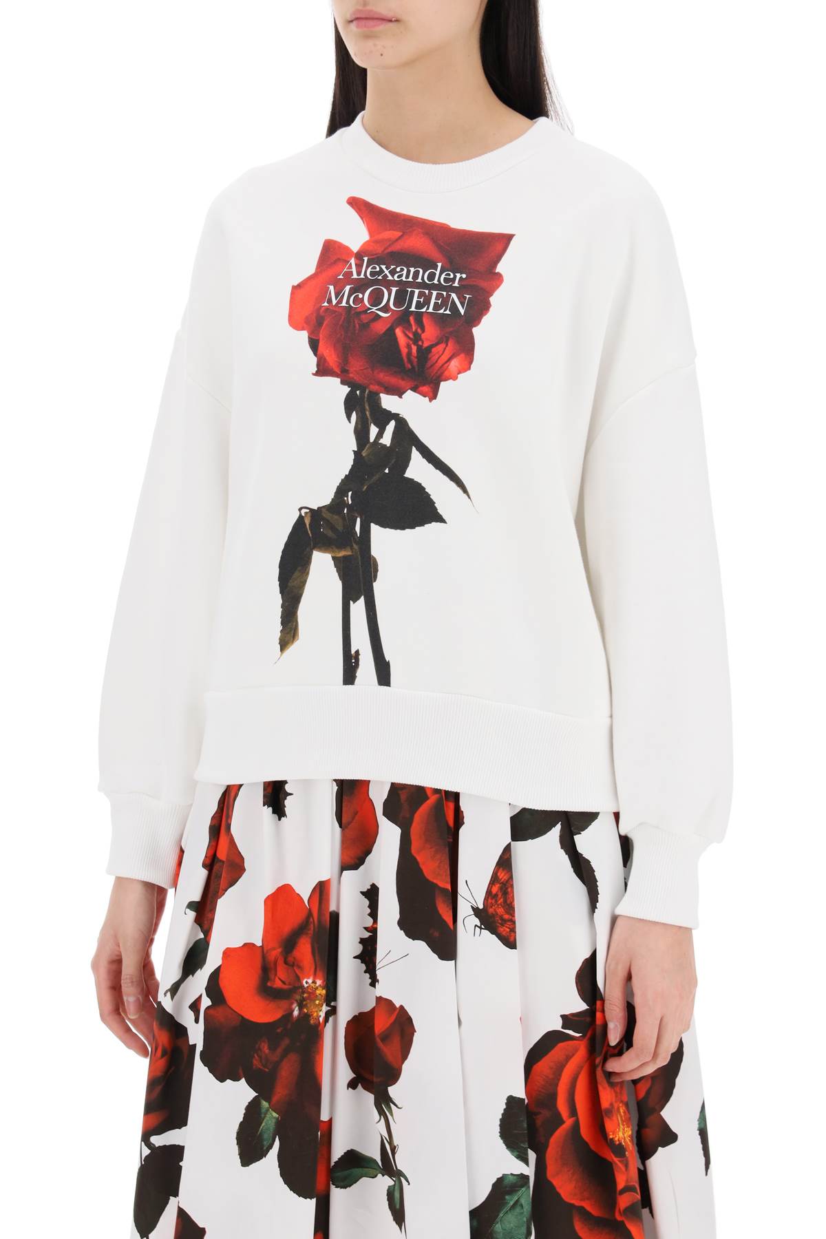 Alexander mcqueen shadow rose sweatshirt-Sweatshirt-Alexander McQueen-White-38-Urbanheer