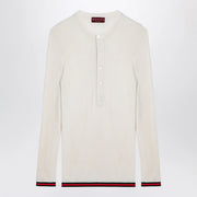 GUCCI White silk jersey with web ribbon