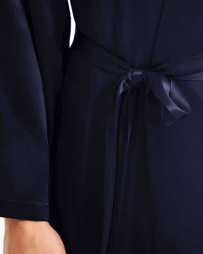 Smooth Silk Robe Navy Blue-Robe-MommeSilk-XS-Urbanheer