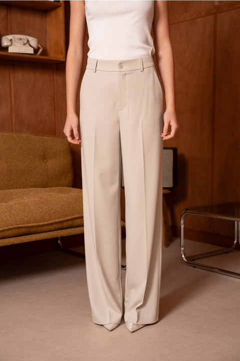 Wide-Cut Tailored Trousers