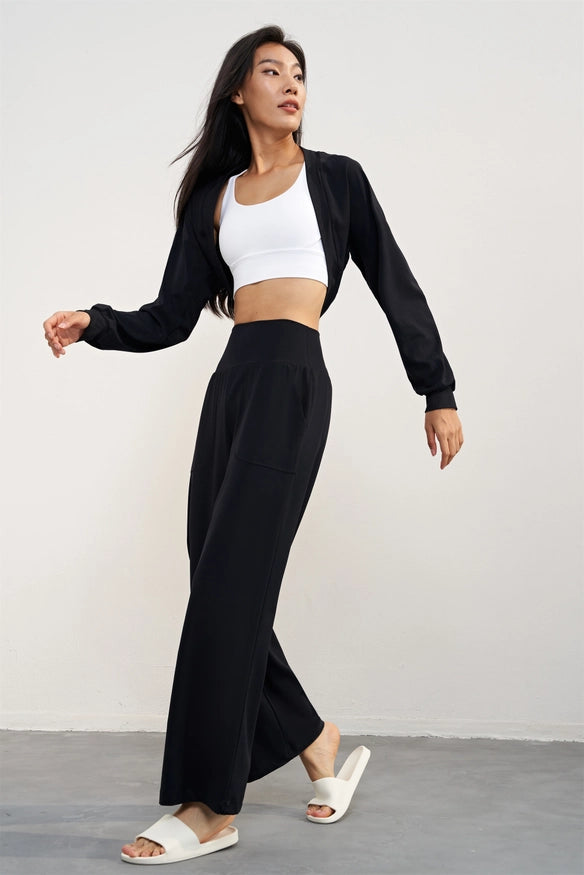 Omniflex Knitted Crop Cardigan Top Jacket Black-JACKET-91thelabel-S/M-Urbanheer