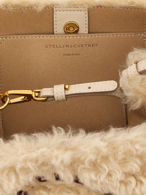 Stella Mccartney Shearling Logo Shoulder Bag