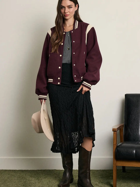 Quilting Vintage Varsity Bomber Jacket