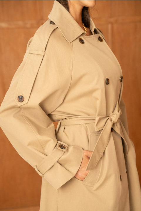 Utility Oversized Long Double-Breasted Trench