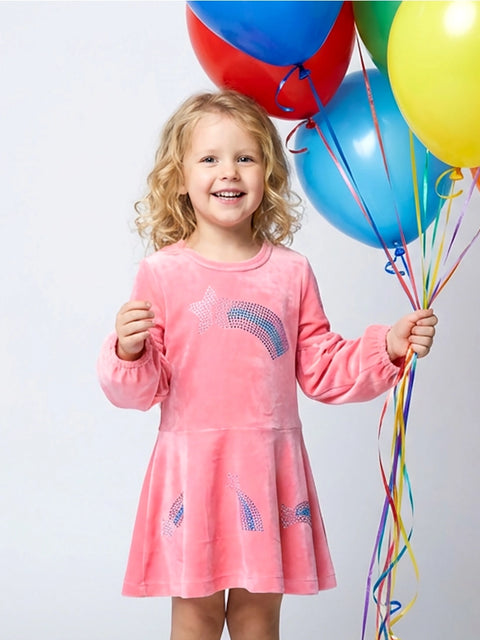 Bubble L/S Dress w/ Shooting Star Rhinestone Detail