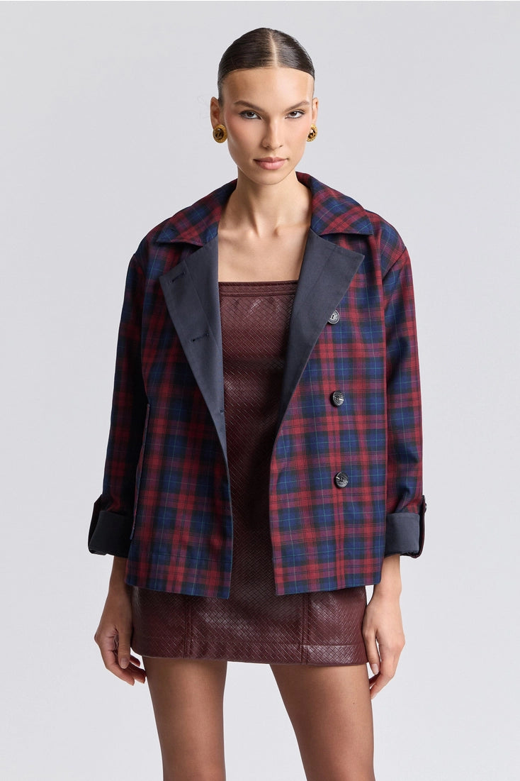 Reversible Scarf Trim Cotton Blend Jacket