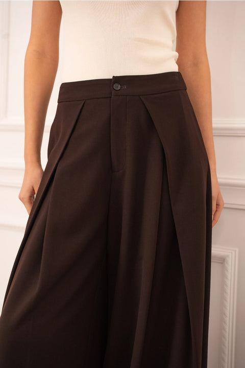 Nikki Wide-Leg High-Waist Trousers with Front Pleats