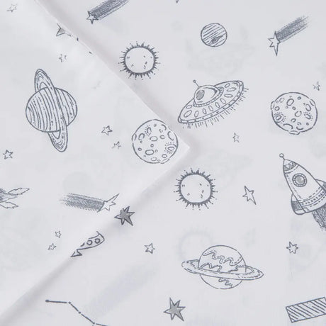 Printed Microfiber Kids Sheet Set, Grey Space Rocket