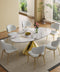 Modern White Sintered Stone Dining Table with Gold Stainless Steel Base