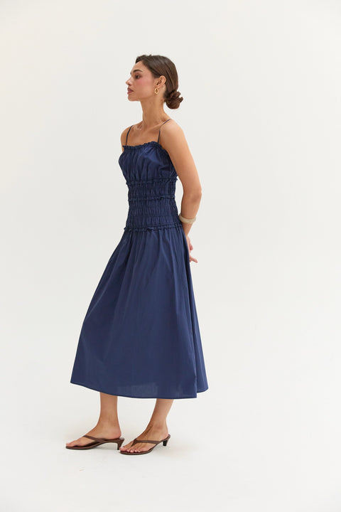 Jamie Scoop Neck Poplin Midi Dress