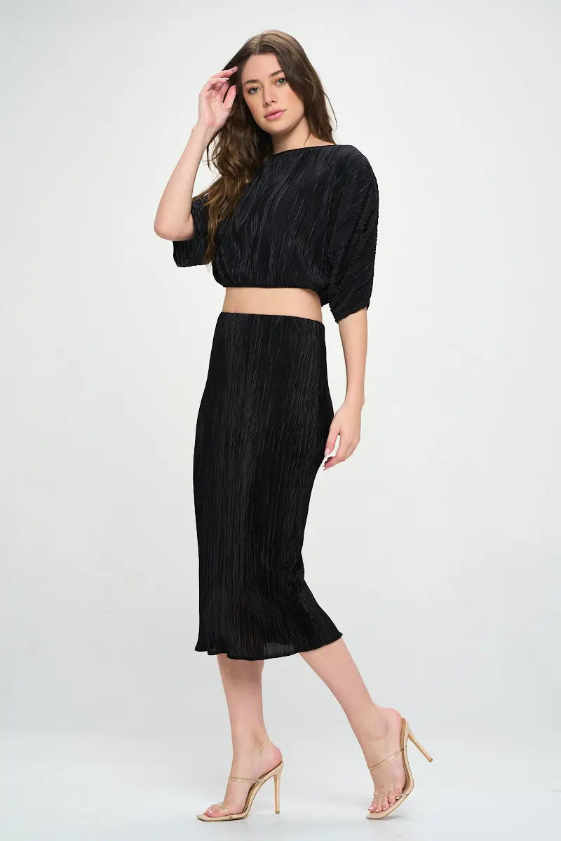 Vibrant Plisse Scoop Neck Crop Top-Renee C.-S-Urbanheer