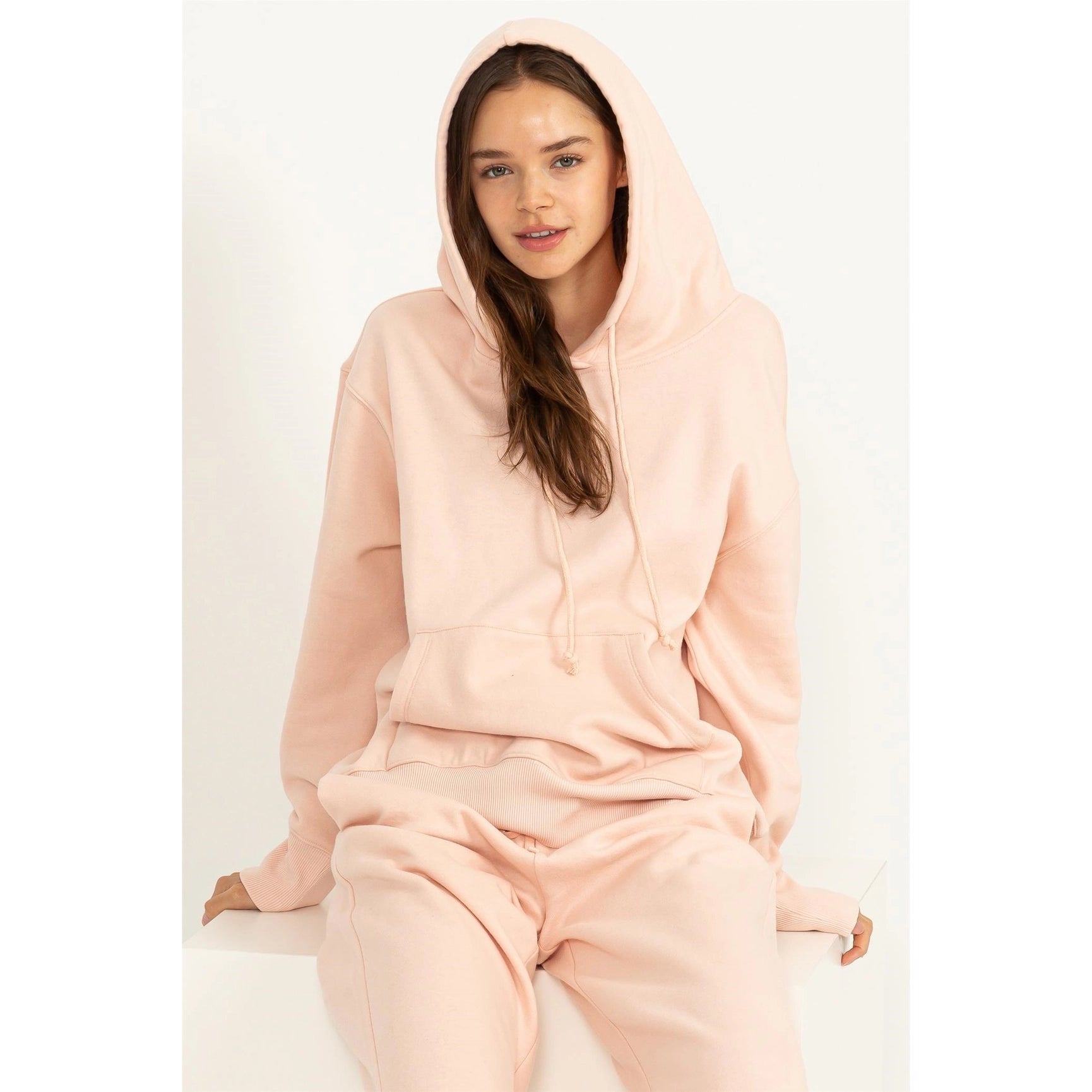 Weekend Chiller Drop Shoulder Oversized Hoodie - Pink-Clothing - Women-Street 360-Pink-S-Urbanheer