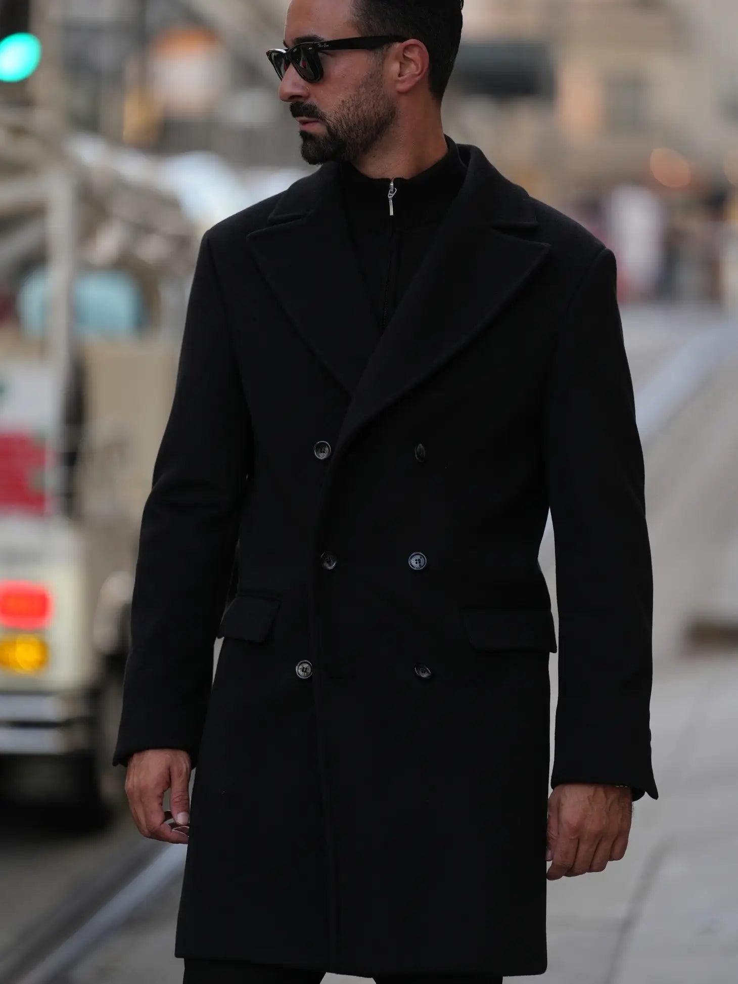 Double Breasted Overcoat Black-Clothing - Men-Donato-S-Urbanheer