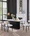 Modern Faux Marble Dining Set with Chenille Upholstered Chairs