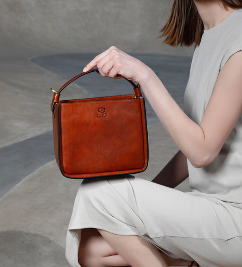 Leather Handbag - Alms For Oblivion Brown