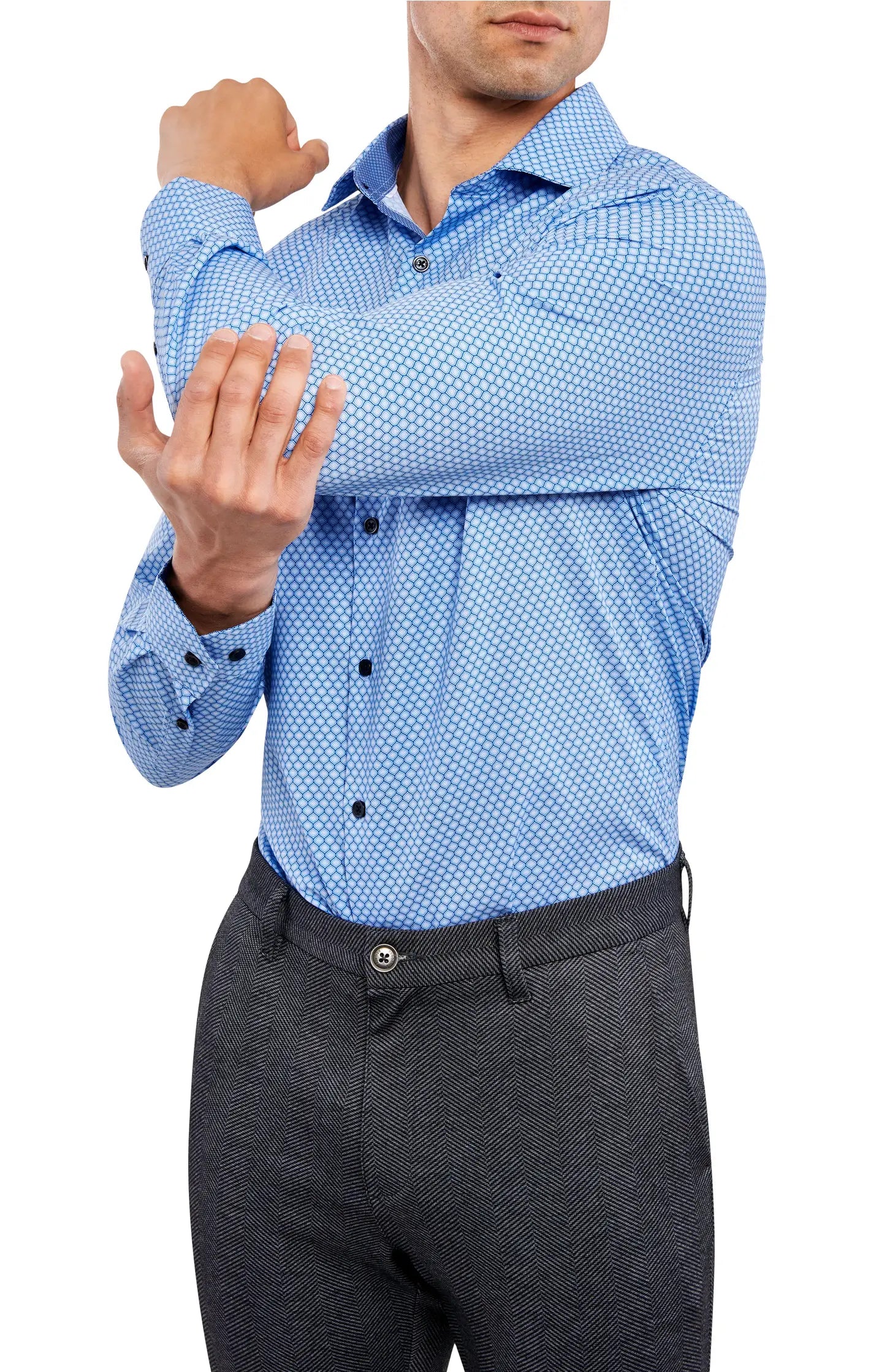 Concentric Circle 4-Way Stretch Slim Fit Dress Shirt-Clothing - Men-W.R.K-15-Urbanheer