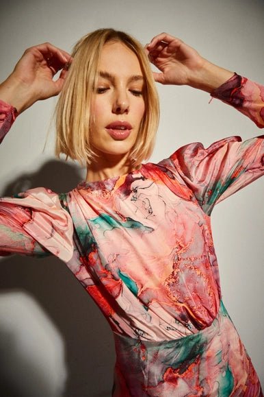 Marbled Satin Mini Dress-Dolores Promesas-36-Urbanheer