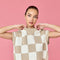 Hannah Loose Fit Checker Knit Top Taupe-TOP-Papermoon-Taupe-S-Urbanheer