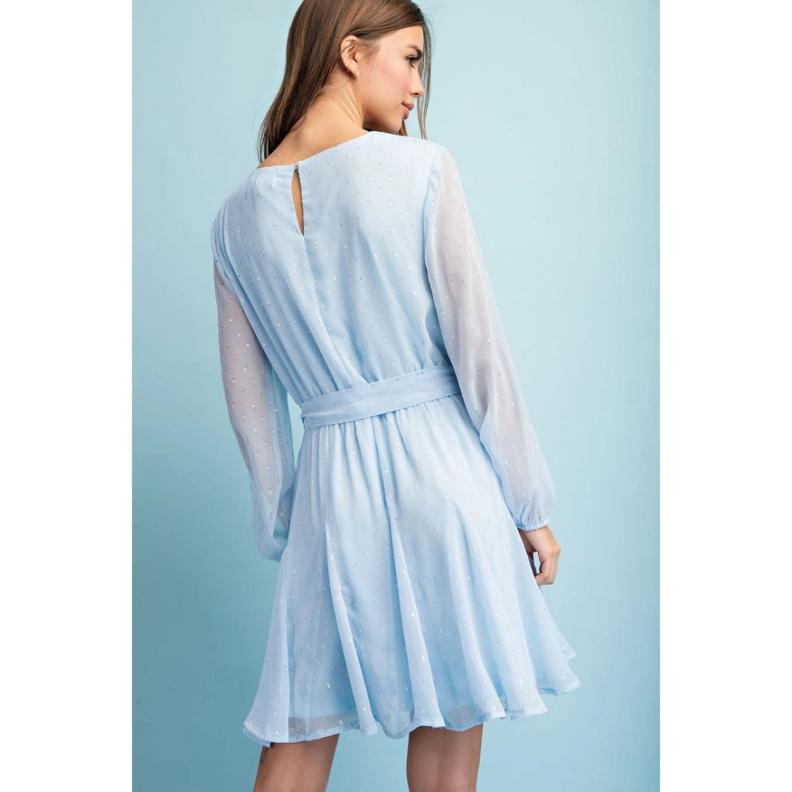 Long Sleeves Mini Dress Periwinkle-Dress-Faith Apparel-S-Urbanheer