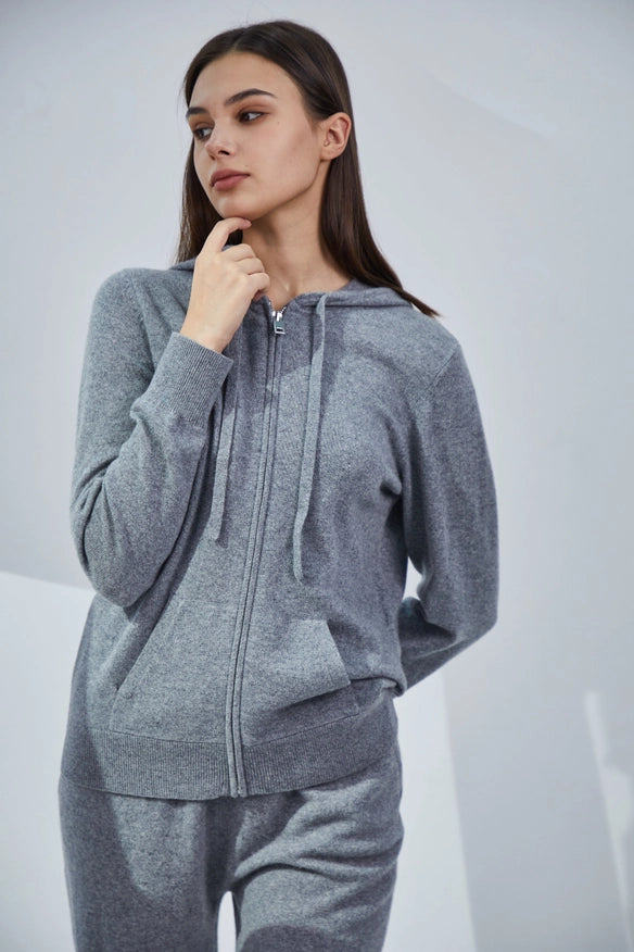 Cashmere Full-Zip Hoodie-Hoodie-Pissenlit-Heather Grey-S-Urbanheer