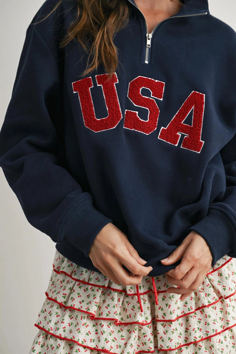 Quarter Zip Long Sleeve Sweatshirt