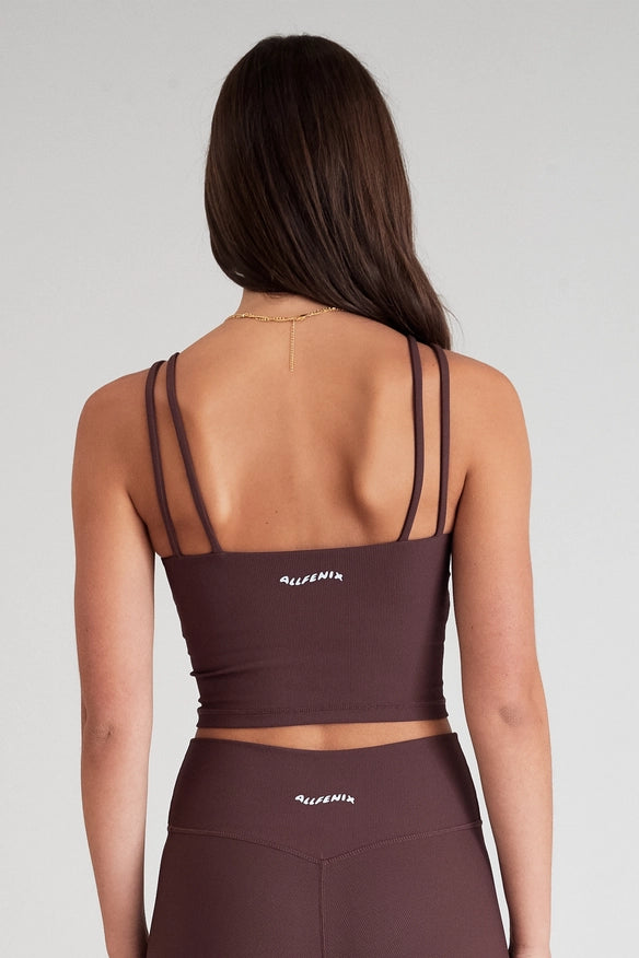 Eco Rib Strappy Crop (Espresso)-Sports bra-All Fenix-XS-Urbanheer