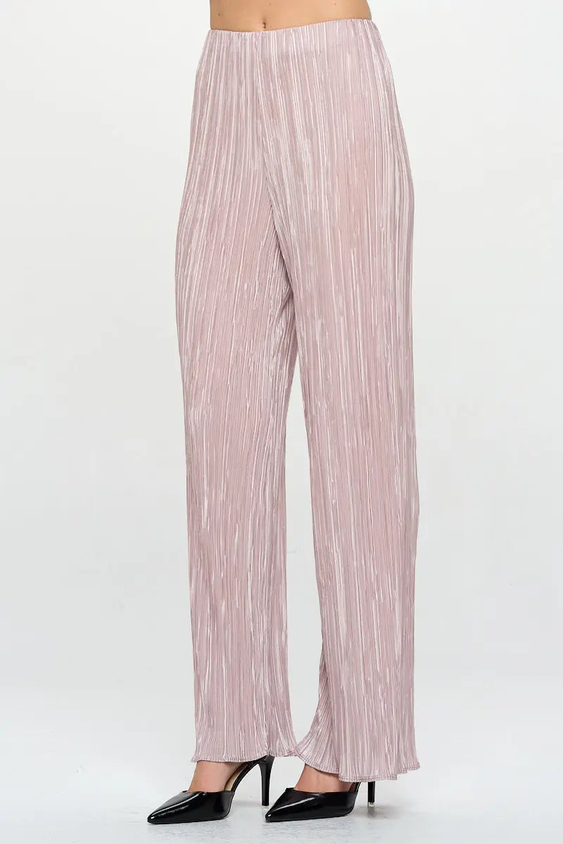 Vibrant Plisse Straight Leg Pants-Renee C.-S-Urbanheer
