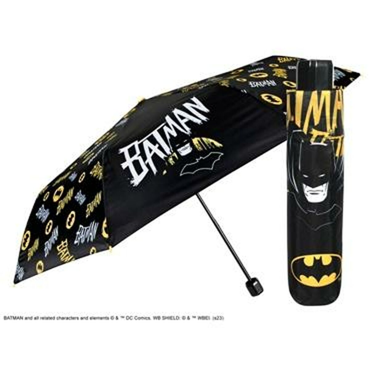 Foldable Umbrella Batman Perletti Black Ø 91 cm Children's-Luggage, Umbrellas-Batman-Urbanheer