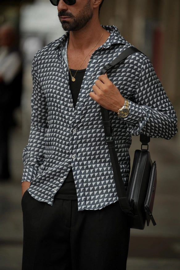 Triangular Geometric Print Shirt-SHIRT-Donato-S-Urbanheer