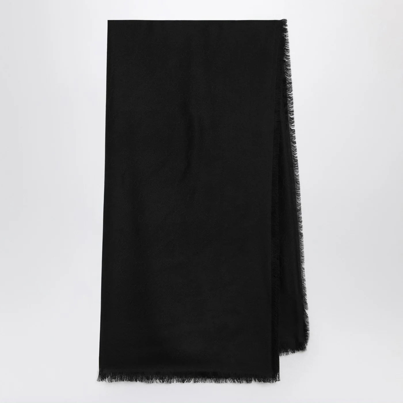 GUCCI Black wool and silk GG jacquard shawl