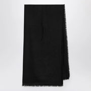 GUCCI Black wool and silk GG jacquard shawl