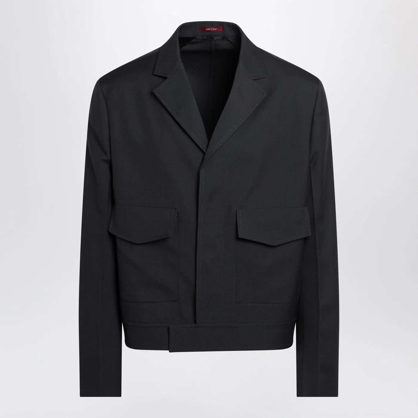 GUCCI Dark grey jacket in wool gabardine