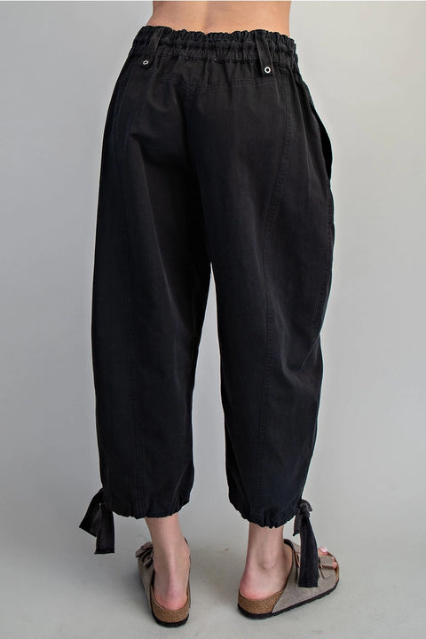 Mineral Washed Tied Cuffed Jogger Pants