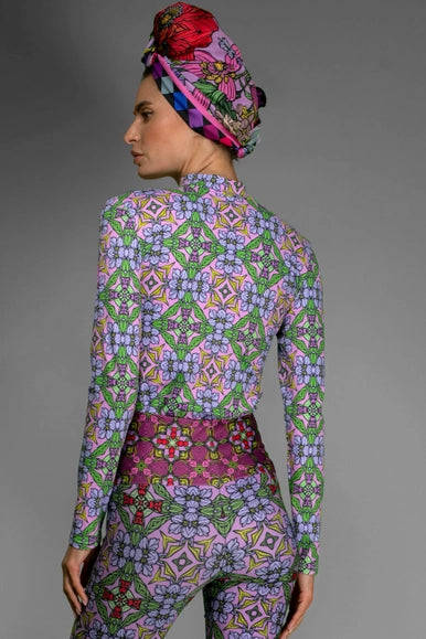 Botanic Stylish Print Trousers Deco Purple Stretchy Leggings-Nuvula-XS-Urbanheer