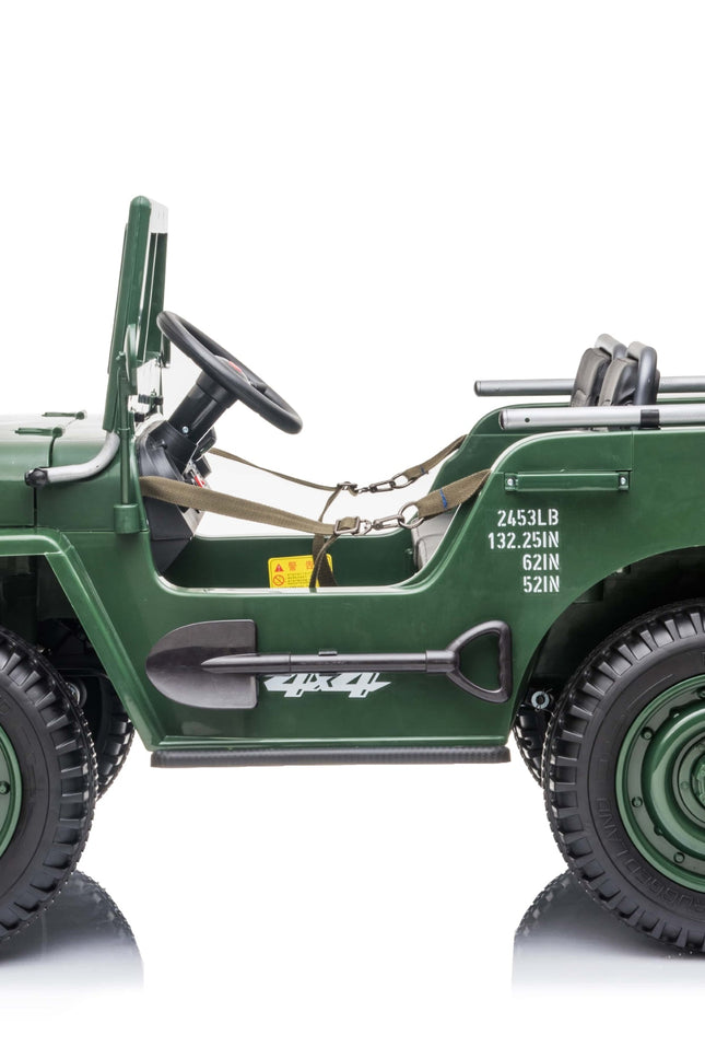 Available April 15th 24V Military Willy Jepp 3 Seater Electric Ride On-Ride On Cars-Freddo Toys-Green-Urbanheer