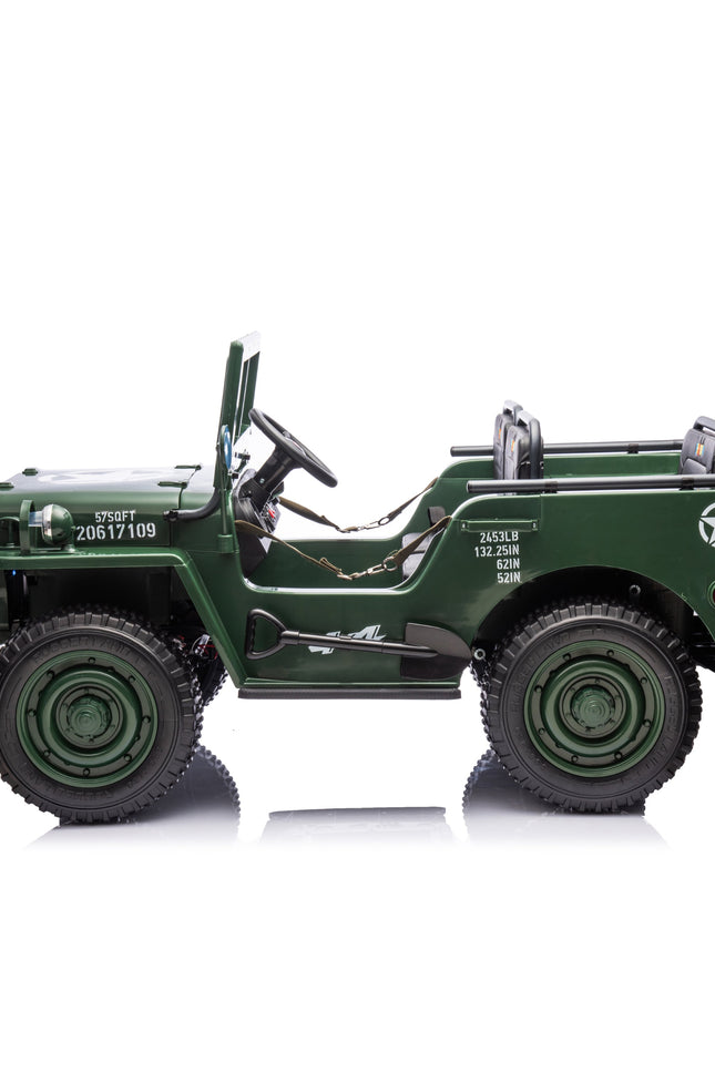 24V Military Willy Jeep 3 Seater Electric Ride On