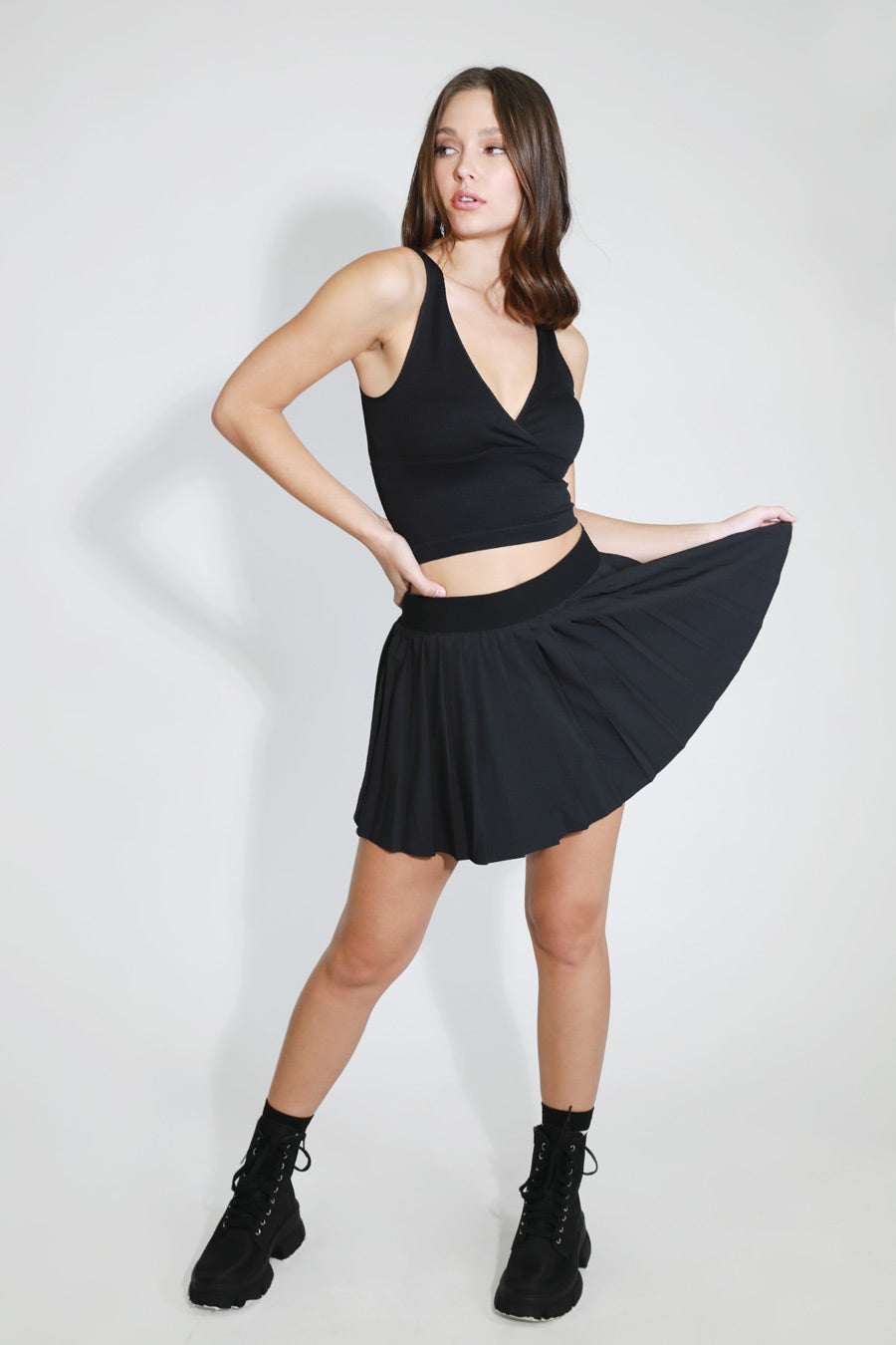Surplice Ribbed Crop Top-Clothing - Women-NIKIBIKI-Black-xs-Urbanheer