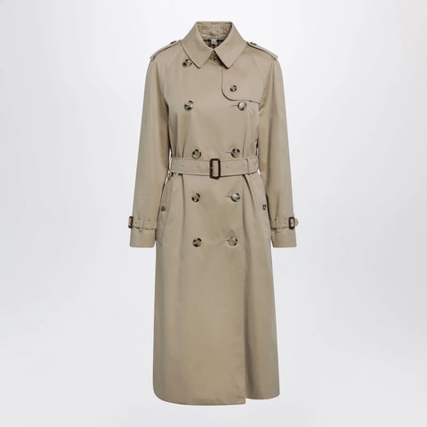 Burberry Waterloo long cotton gabardine trench coat in honey