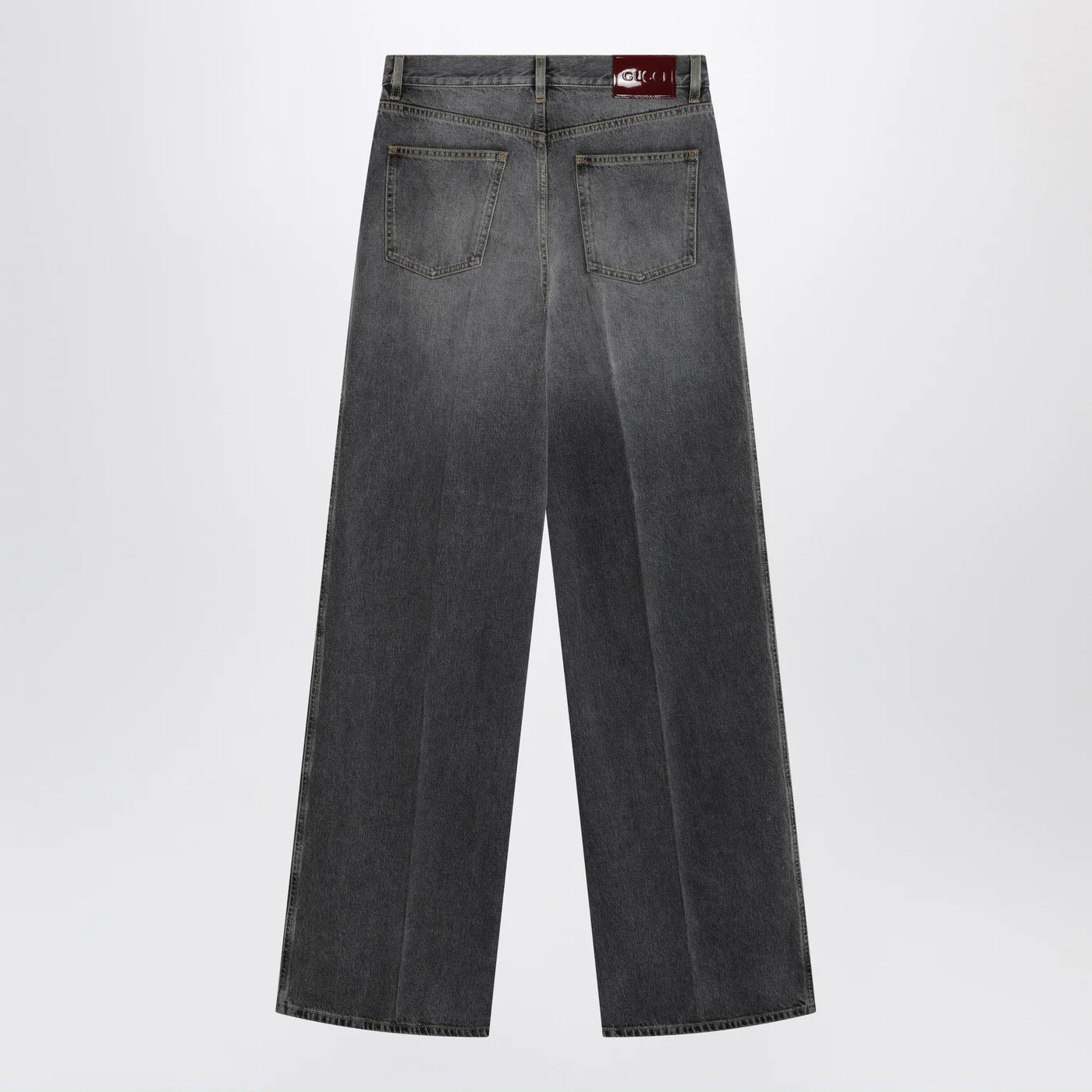 GUCCI Grey stone-washed wide-leg jeans