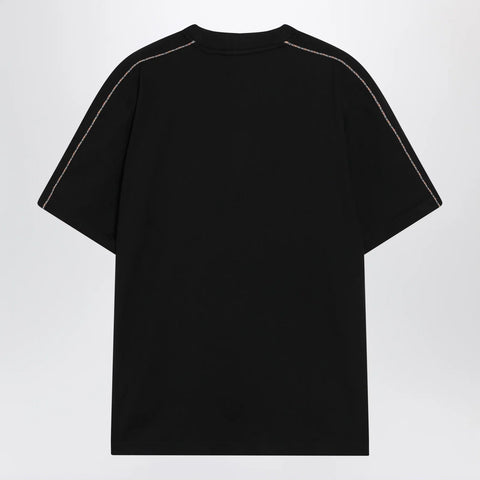 Burberry Cotton T-shirt with Check trim in black