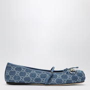 GUCCI Blue GG denim ballet flats with Horsebit detail