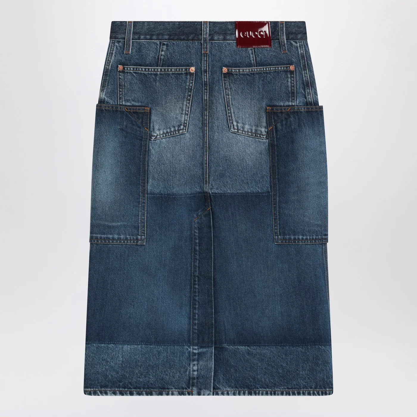 GUCCI Patchwork blue skirt in denim