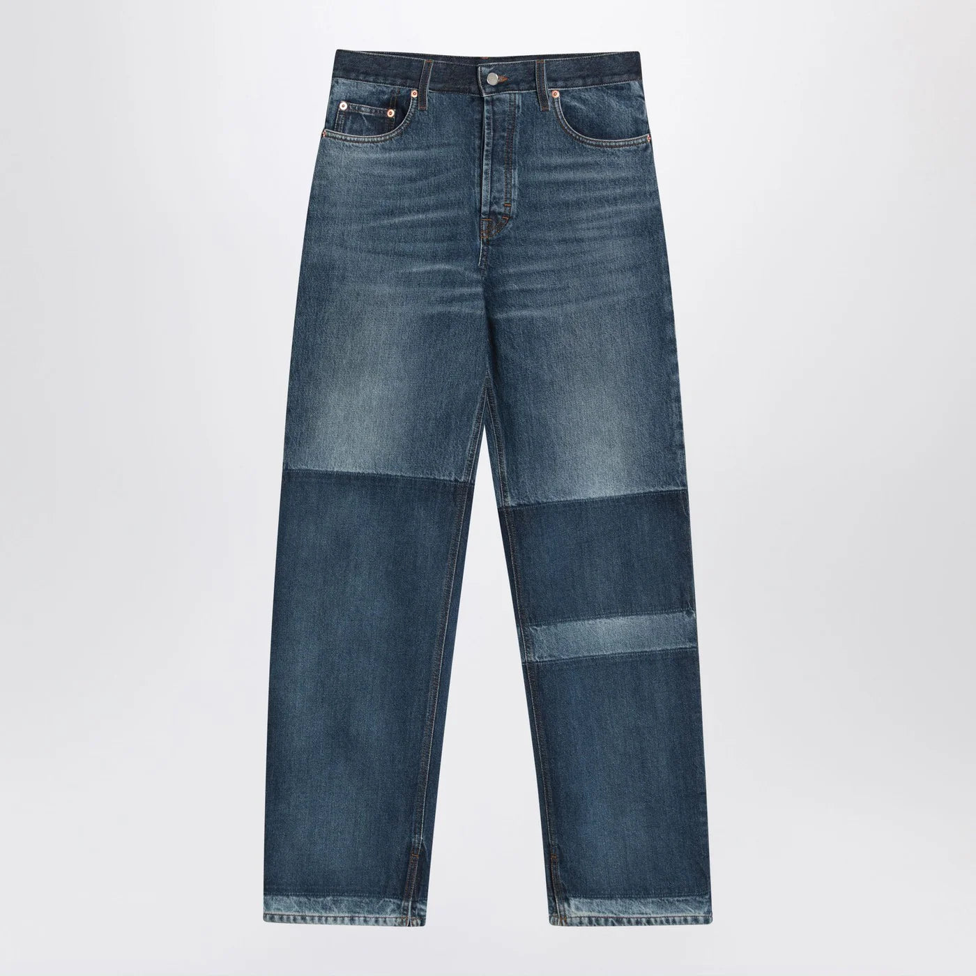 GUCCI Two-tone wide-leg jeans with stone-washed treatment